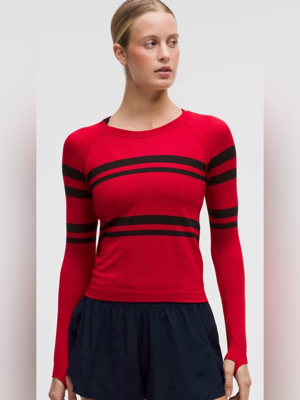 Brand new Lululemon Red Long-Sleeve Striped Performance Top size 10 NWT